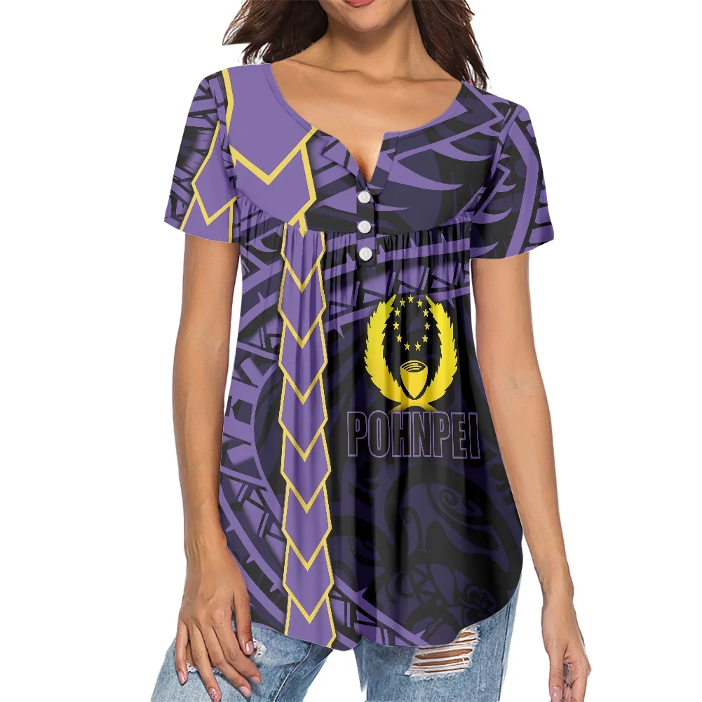 

Женский плиссированный летний короткий топ, Роскошный дизайнерский привлекательный очаровательный топ в полинезийском этническом стиле с V-образным вырезом для девушек