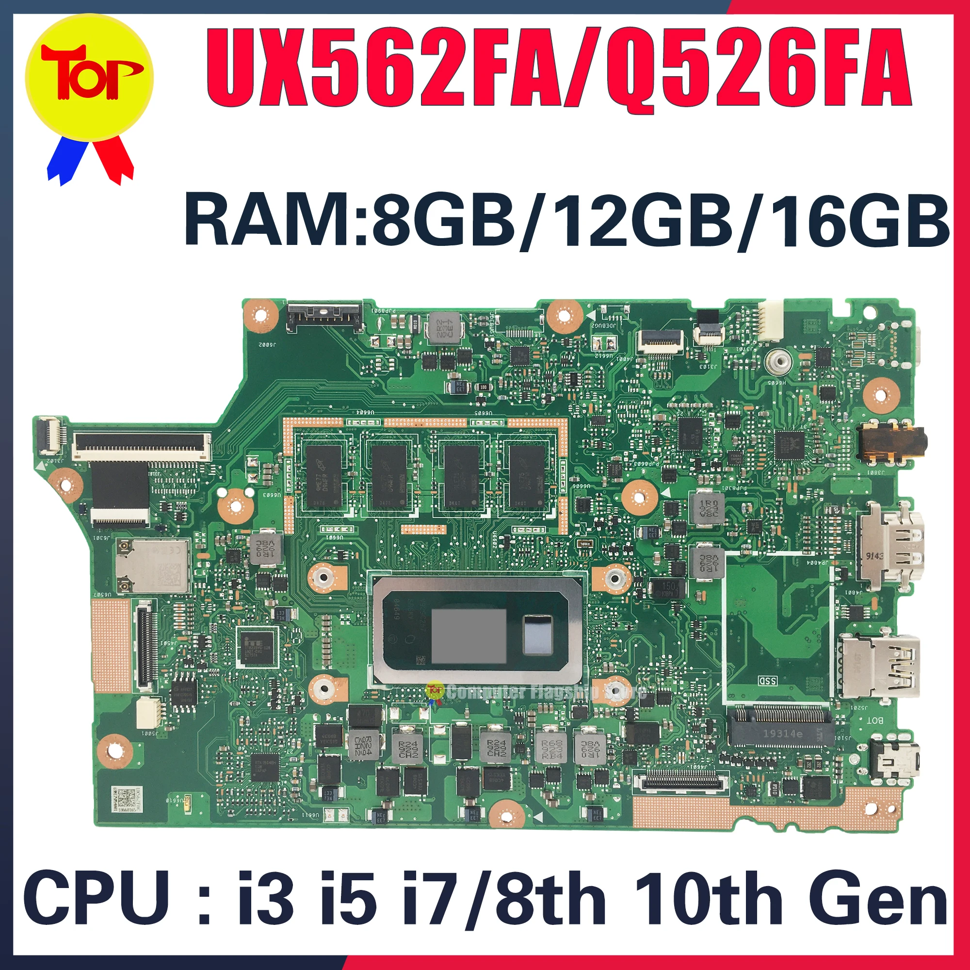 KEFU UX562FAC Материнская плата ASUS UX562FA UX562F Q526FA Q526FAC Q526F материнская плата для ноутбука i5 i7 8-го/10-го поколения RAM-8GB/12 ГБ/16 ГБ