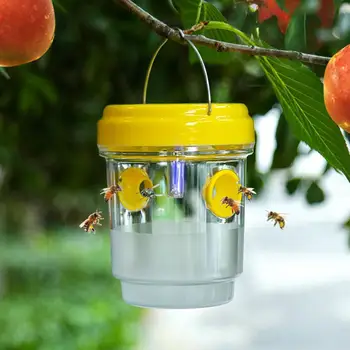 Solar Powered Wasp Trap With UV LED Light Hanging Outdoor Non-Toxic Reusable Insect Catcher For Hornets Flies Garden Supplies