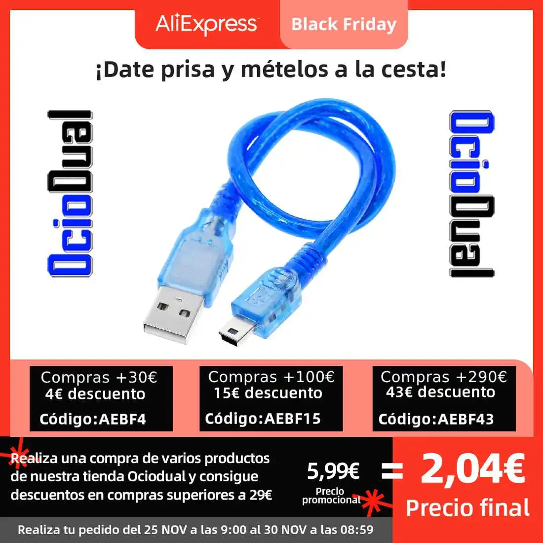 5-контактный кабель с разъемами USB 2 0 A и Mini Type B 30 см | Электроника