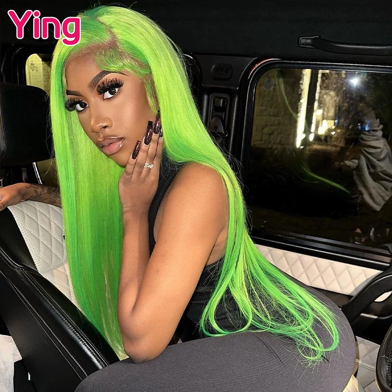 

Ying Straight Lime Green 13x6 Lace Frontal Wig PrePlucked 13x4 Lace Front Human Hair Wigs Peruvian Remy Hair 613 Blonde Wig
