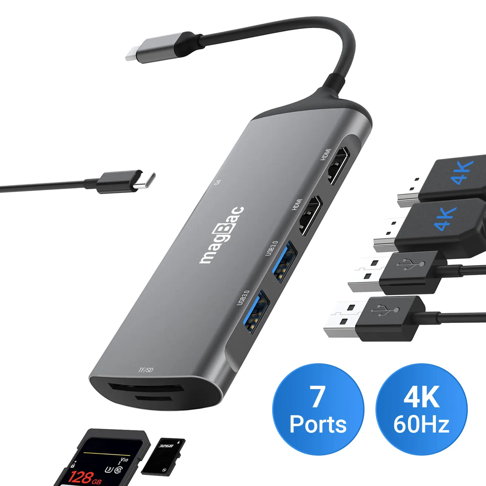 Docking Station Usb C 2X Hdmi 4K 60Hz Sd Tf Pd 100W Tipo C Hub Dual Monitor Dock Per Laptop Per Thunderbolt 4/3 Macbook Lenovo Dell