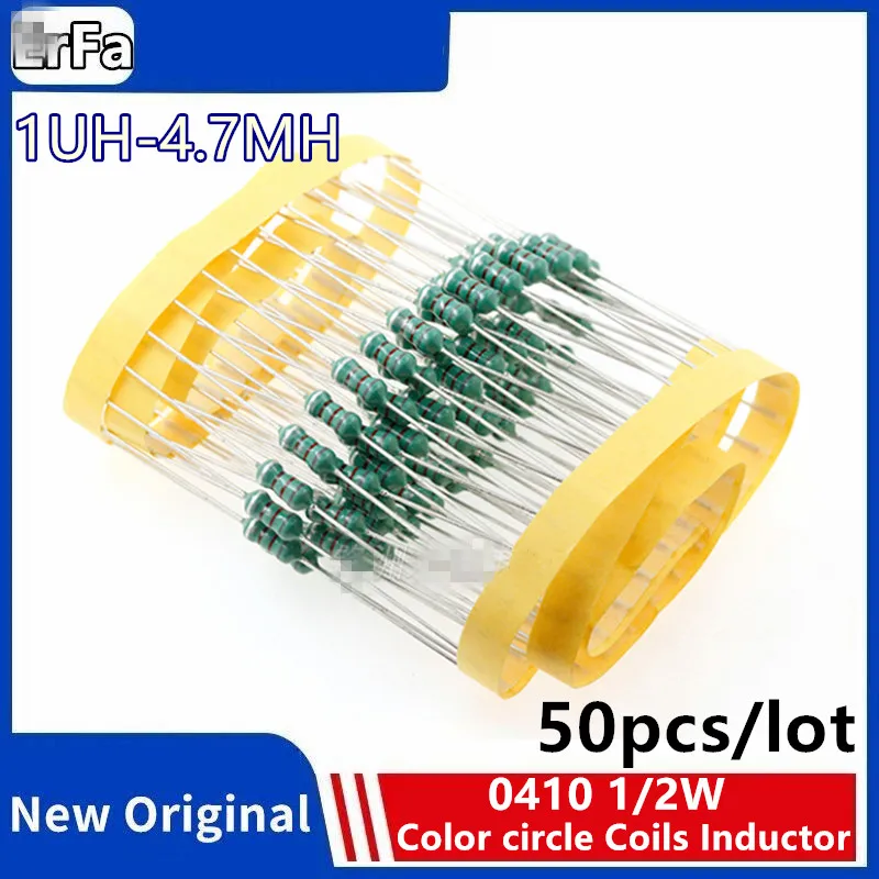

50pcs 0410 Color circle Coils Inductor 1/2W color ring inductor 1.5UH 2.7 3.3 4.7 10 22 33 47 100 150 220 470 680UH MH 100K 471K