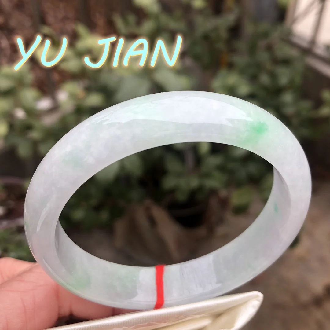 A Goods Pure Natural Colour Rare High Quality Floating GREEN Flower Jadeite Bangle Fine Jade Bracelet Handring Jewelry