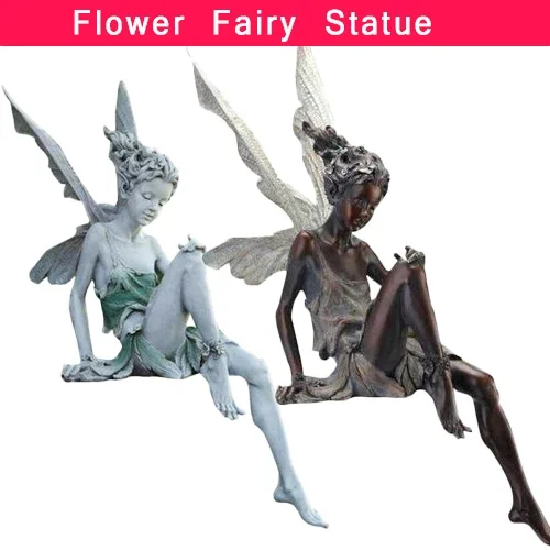 

The Sunflower Fairy Statue Beautiful Angel Sculpture Realistic Figure Ornament Stone Garden Yard Art Outdoors Indoor Decoration