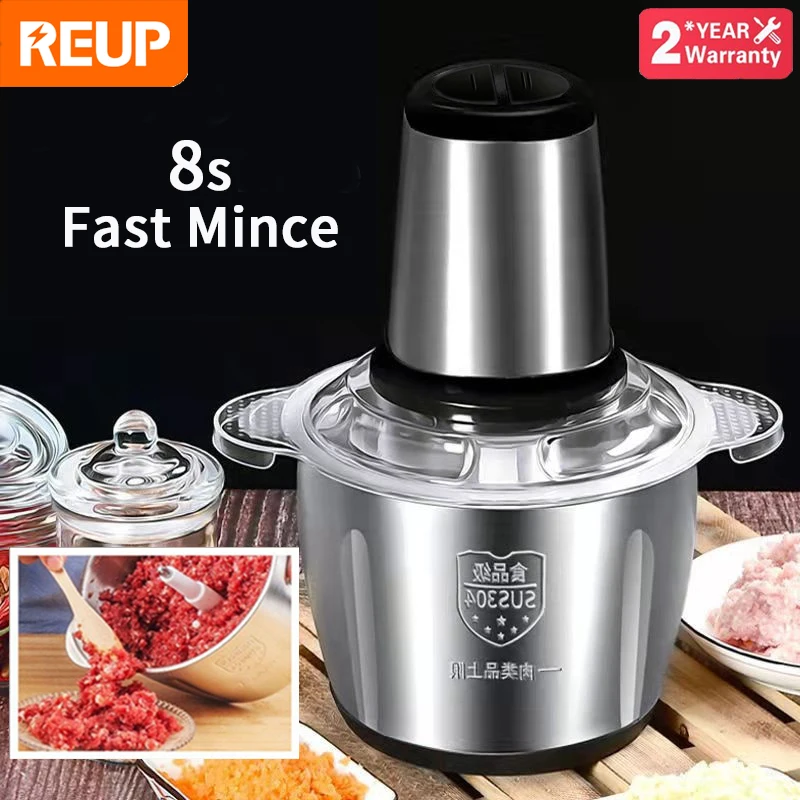 Electric Meat Grinder Stainless Steel Chopper Kitchen Utensils Vegetable Grinder Slicer Household Blender Food Processor 2