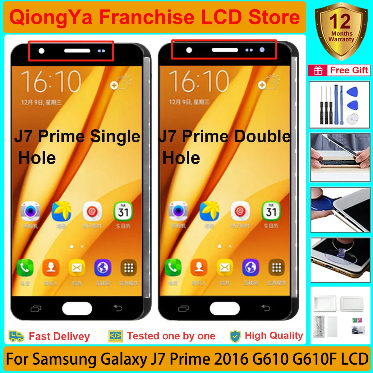 Display Amoled G610 Testato Da 5.5 ''Per Samsung Galaxy J7 Prime 2016 G610 Sm-G610M G610F Lcd Con Gruppo Digitalizzatore Touch Screen