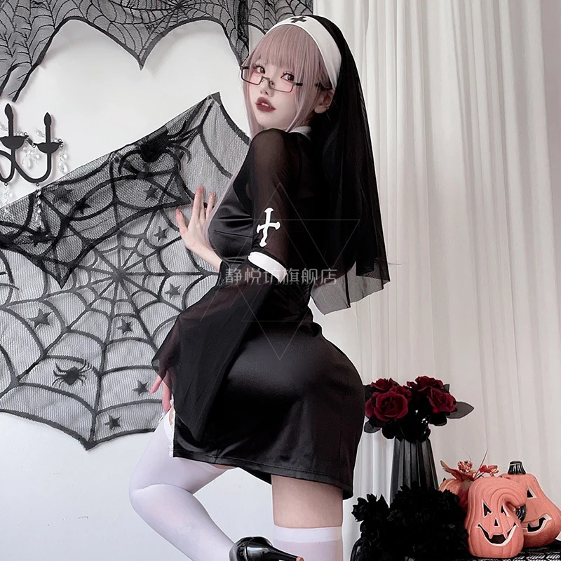 Halloween Costumes for Women Vampire Easter Nun Cosplay Anime Madonna  Costume Makeup Ball Disfraz Vestidos 2-Piece - AliExpress