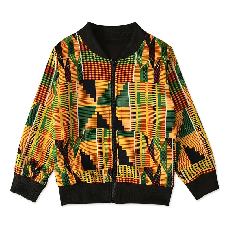 2Pcs Set African Dresses Kids Fashion Print Girls Zipper Coat Skirts Dashiki Bazin Fashion Children Riche Ankara African Clothes