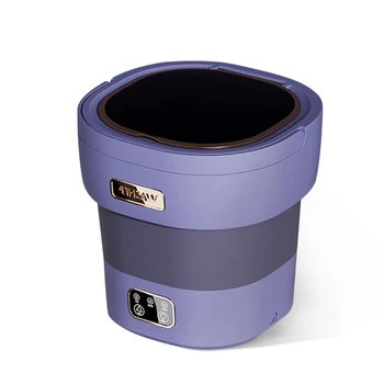 Purple 12L Collapsible Mini Washing Machine & Dryer - Deep Clean for Underwear, Socks & Small Clothes - Compact Laundry Solution for Apartments, Dorms, Hotels & Travel - with Spin Basket - Light Purple (American Standard) 8