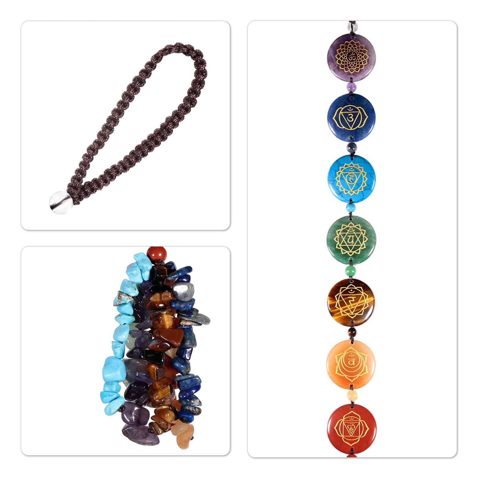 Healing 7 Chakra Tree of Life Crystal Stone Hanging Ornament Wind Chimes For Home Decor Yoga Meditation