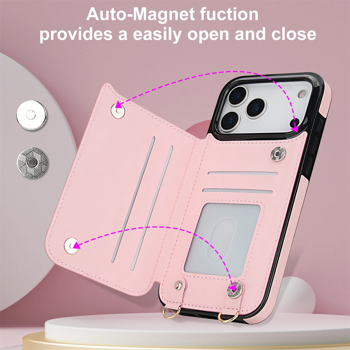 Elegant Leather Crossbody Zipper Wallet with RFID Protection and Card Slots