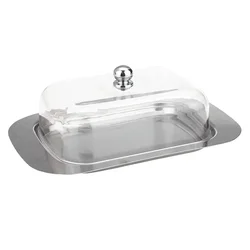 Elegant Butter Storage Box with Lid - Versatile Kitchen Accessory for Bread, Biscuits, and Cheese (Transparent lid)