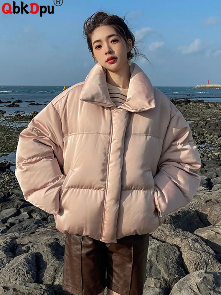 

Winter Thick Warm Parcas Jackets Casual New Cotton Padded Fluffy Parkas Coat Oversize Snow Wear Stand Collar Windproof Chaquetas