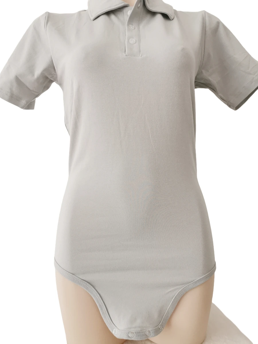 Adult grey bodysuit polo onesie abdl clothes