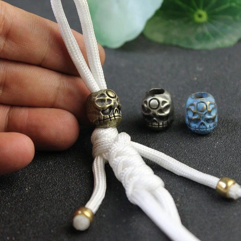 유령 해골 칼 비즈 매는 밧줄 펜던트 황동 DIY Paracord 팔찌 액세서리 쥬얼리 레트로 펑크 유령 우산 밧줄 매력
