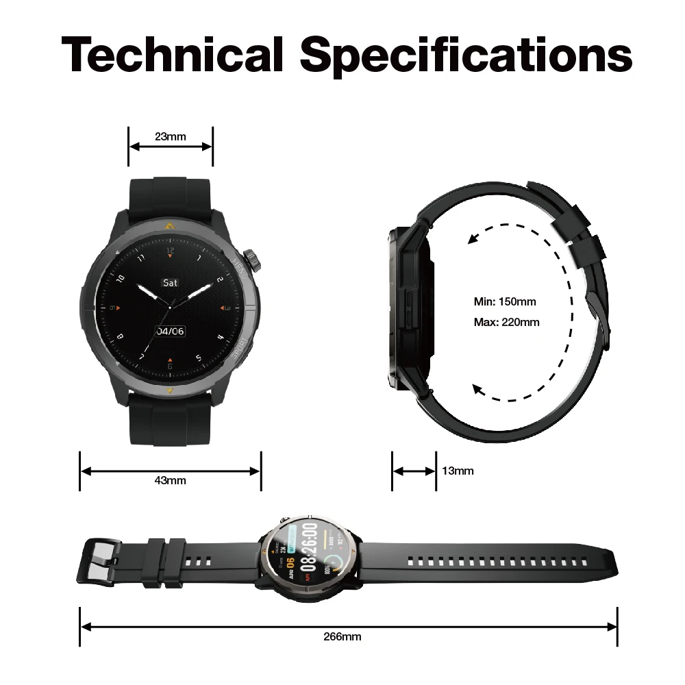 [World Premiere] AGM L1 Smartwatch 1ATM Waterproof 1.43"AMOLED Display Heart Rate Blood Oxygen GPS Compass Bluetooth Call 6