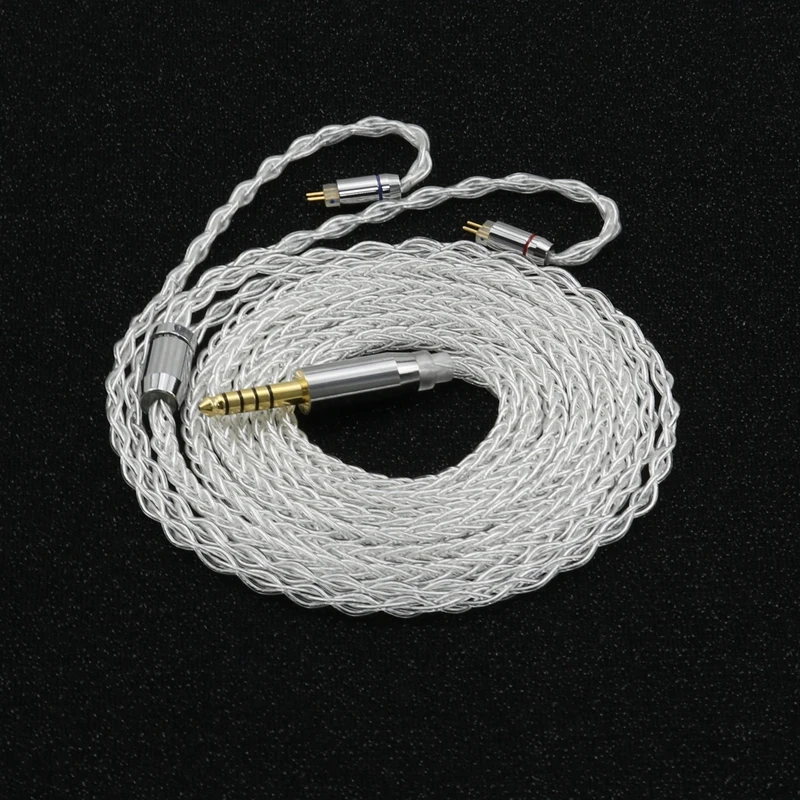 

XINHS 8 Core Pure Silver Earphone Upgrade Cable Balanced Wire 2.5/3.5/4.4MM Plug With MMCX/2PIN/QDC for TIN\TFZ Headsets