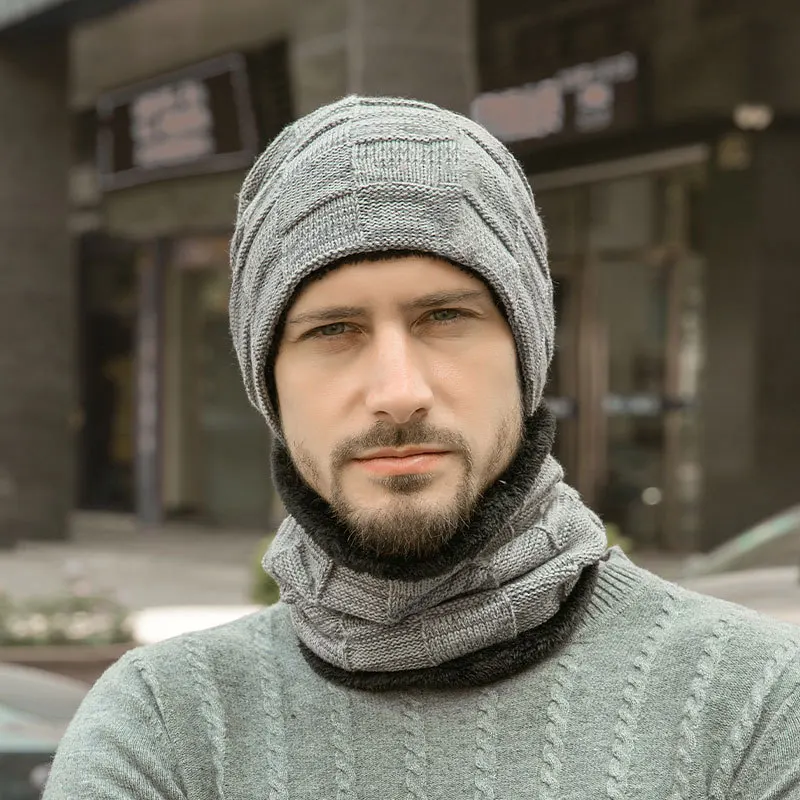 Men's Winter Keep Warm Knitted Hat Scarf Set knitted hat scarf set