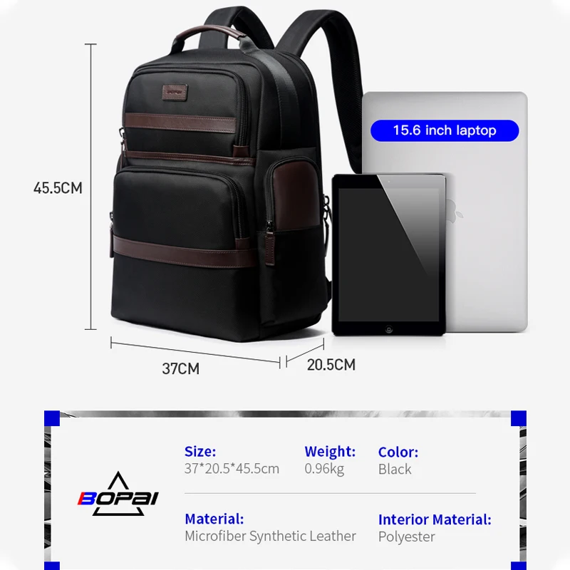 BOPAI 15.6 inch Oxford Cloth Backpack Men's Business Multifunctional Laptop USB Charging Bag Large Capacity Designer Backpack 6