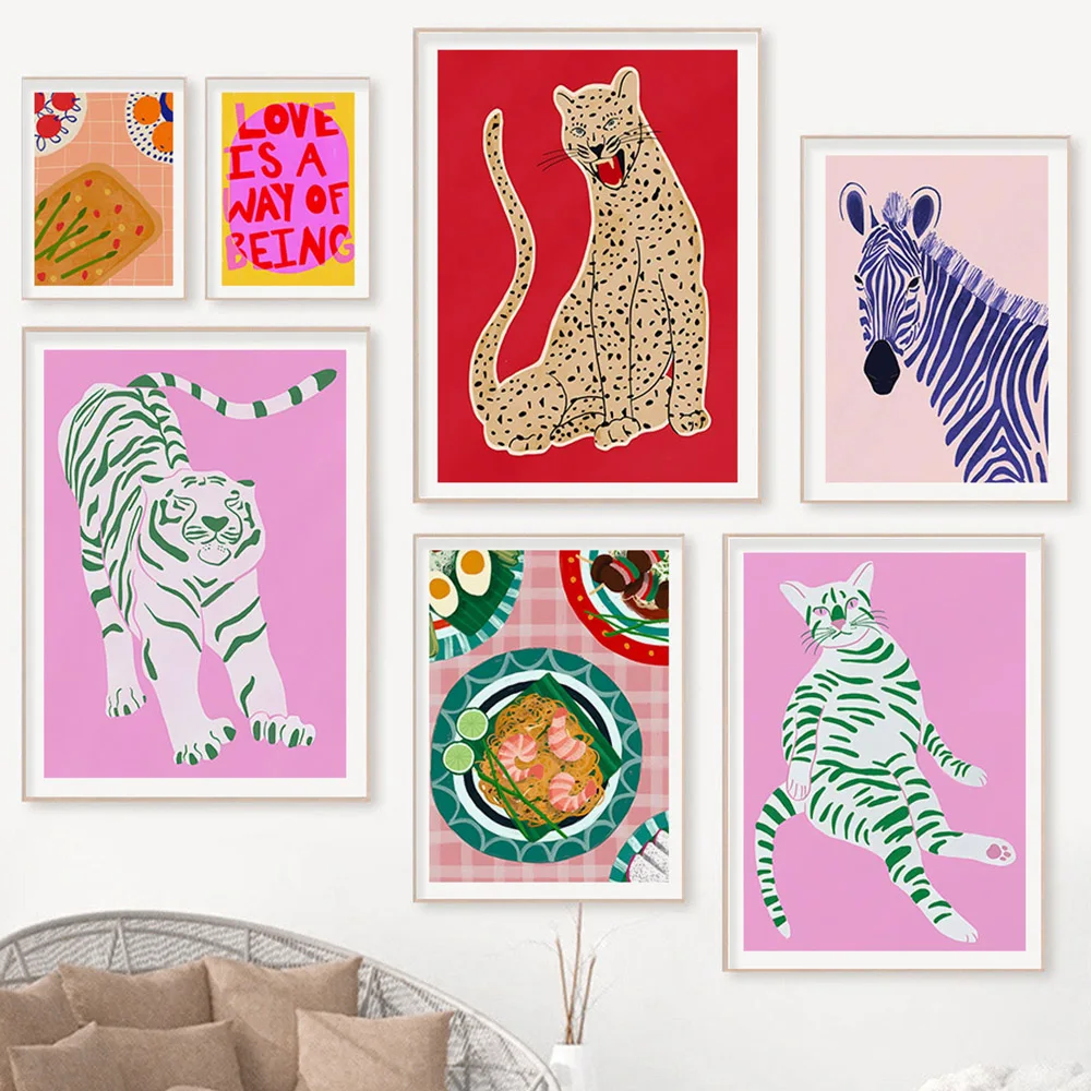

Leopard Cat Flower Snake Zebra Modern Abstract Funny Wall Art Posters And Prints Canvas Painting Pictures for Living Room Decor