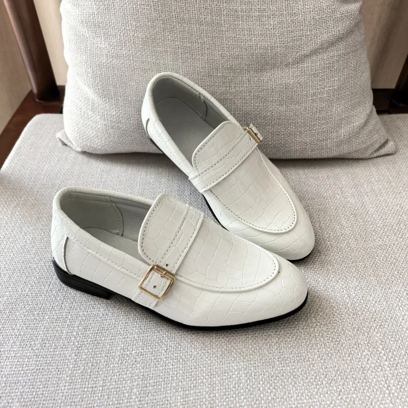 Black Leather Kids Shoes for Party Wedding