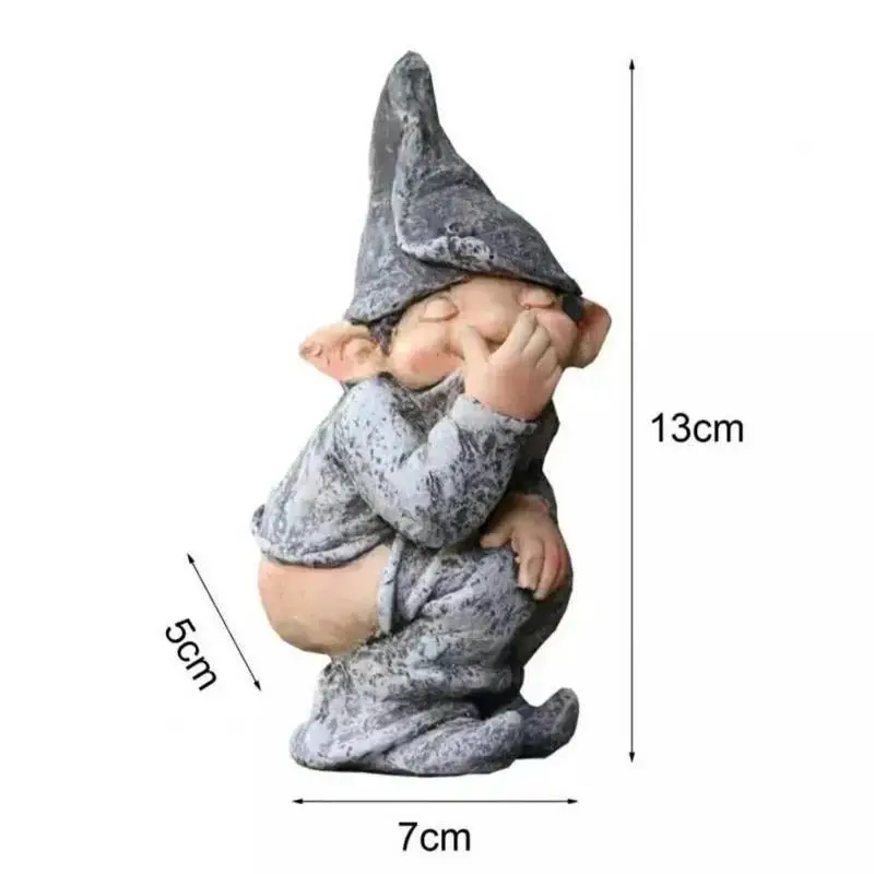 Outdoor Naughty Dwarf Resin Statue Lawn Decoration Dwarf Sculpture Balcony Terrace Courtyard Landscape Porch Decor Lawn Decor