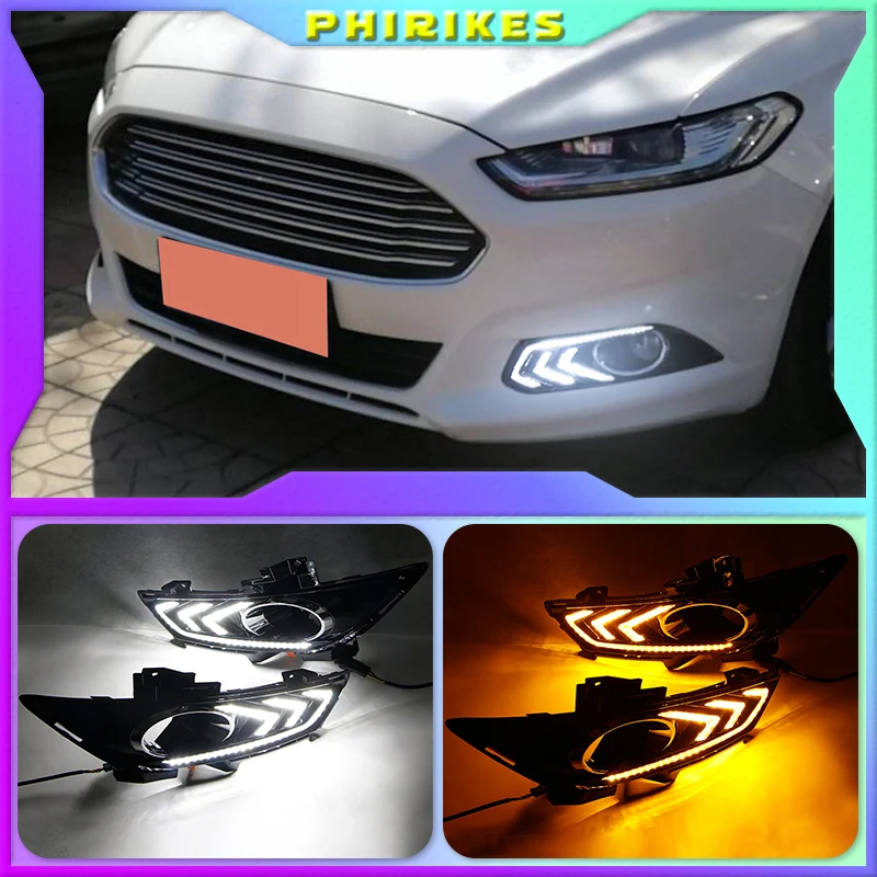 

Дневные ходовые огни 2 шт., 3 цвета в светильник Ford Mondeo Fusion 2013 2014 2015 2016 с отверстием для противотуманной фары
