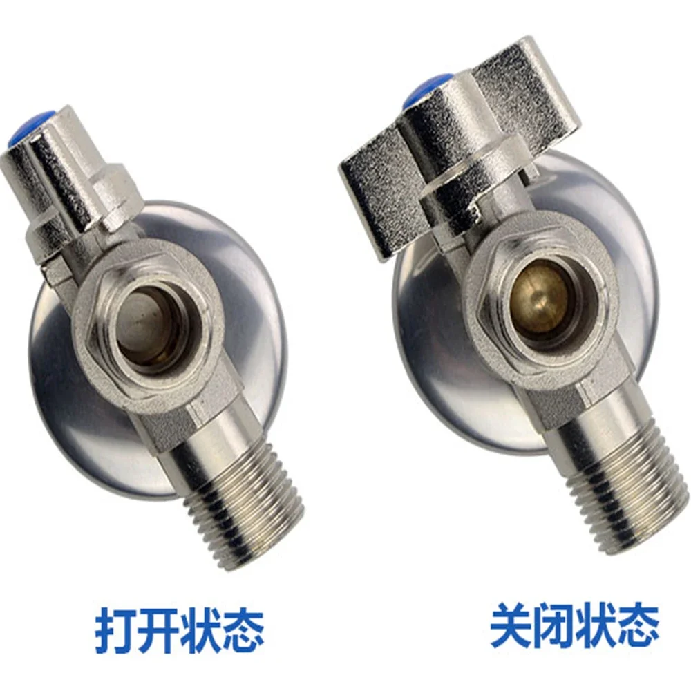 4 Points Full Copper Large Flow Angle Valve Ball Valve 1/2 Right Angle Ball Core Faucet Triangle Water Heater Switch
