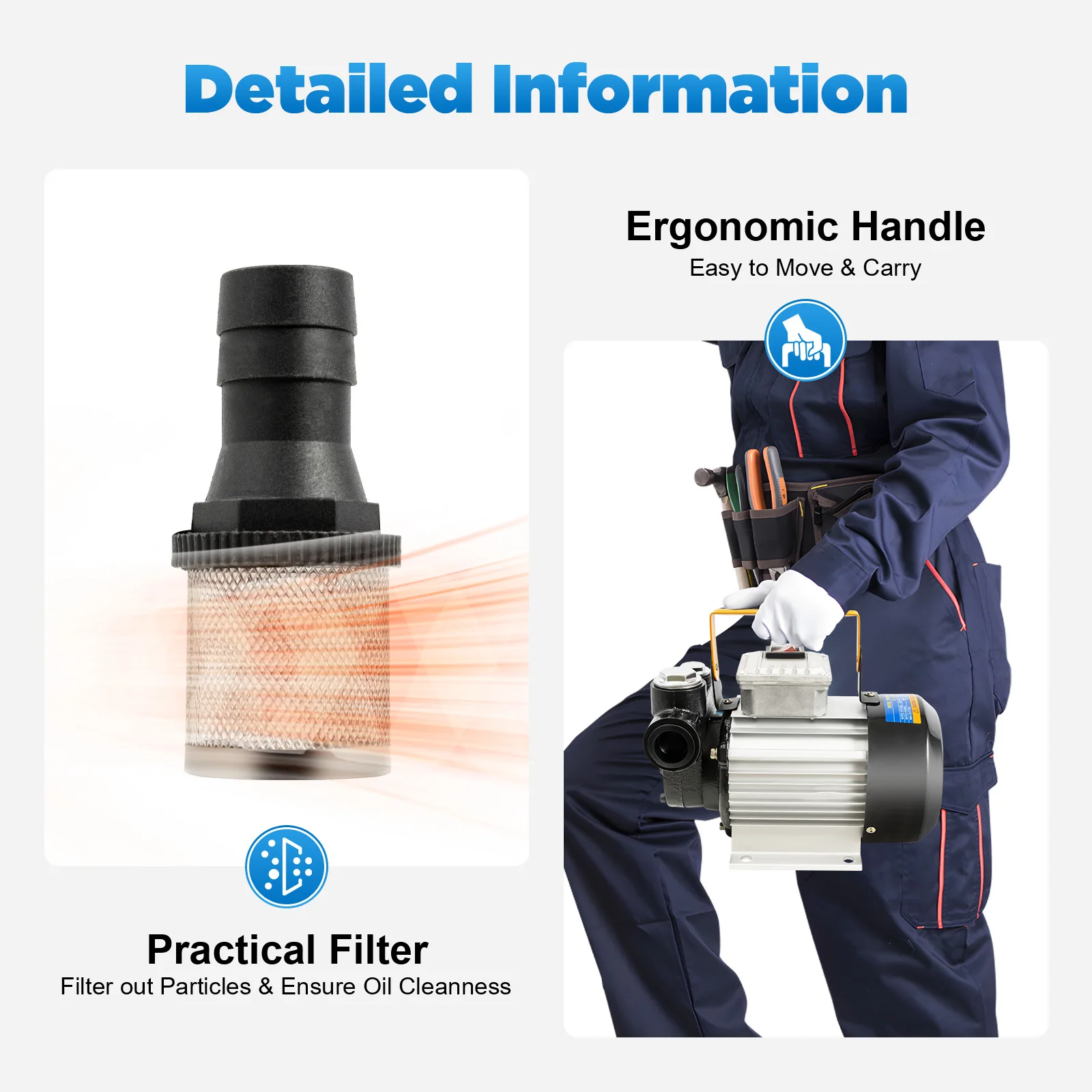 60L/Min Self Priming Electric Oil Pump Transfer Fuel Oil Diesel 550W Biodiesel Pump Heating Oil Pump Delivery Pump Suction Pump