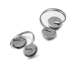 Stainless Steel Adjustable Double Ring Settings - 5pcs Pack (Steel 6mm)