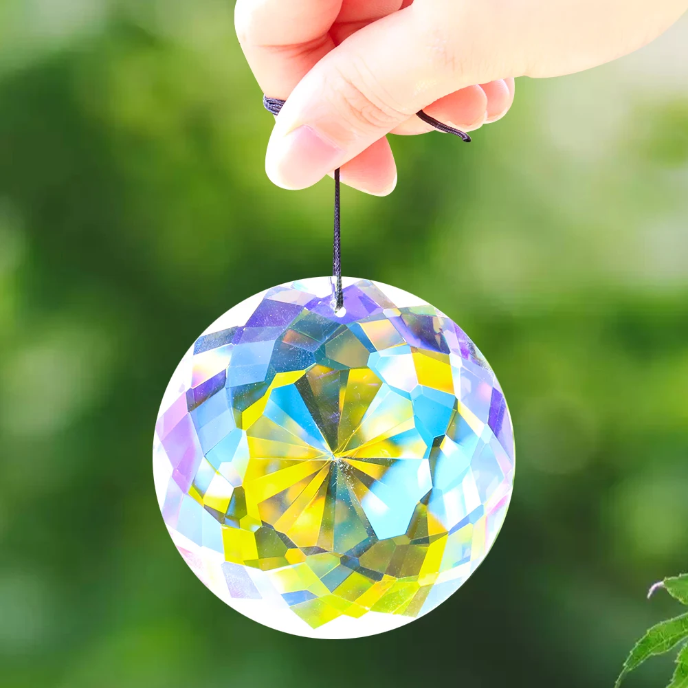 75mm AB Colored Round Crystal Ornament Hanging Sun Catcher Rainbow Maker Chandelier Parts Shiny Lighting Home Decorations rainbow filament pla 250g 3d printer silk pla filament 1 75mm tricolor pla silk filament 3d shiny 2colour filament resina