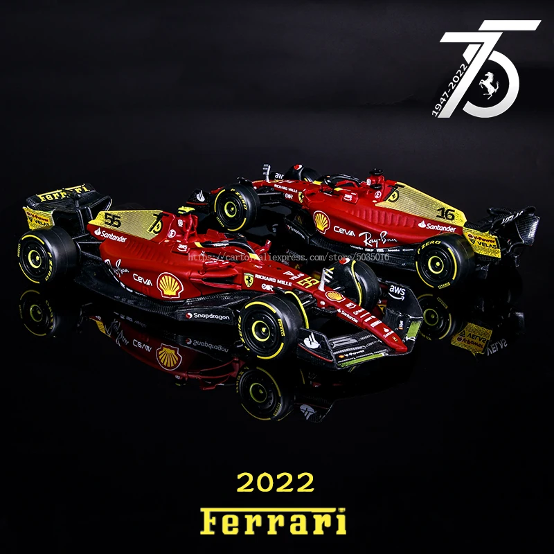Bburago 1:43 Ultimo #55 Sainz 2022 F1 Ferrari F1-75 75Th Anniversario #16 Leclerc Lega Giocattolo Modello Di Auto Super Formula Die Cast Mod