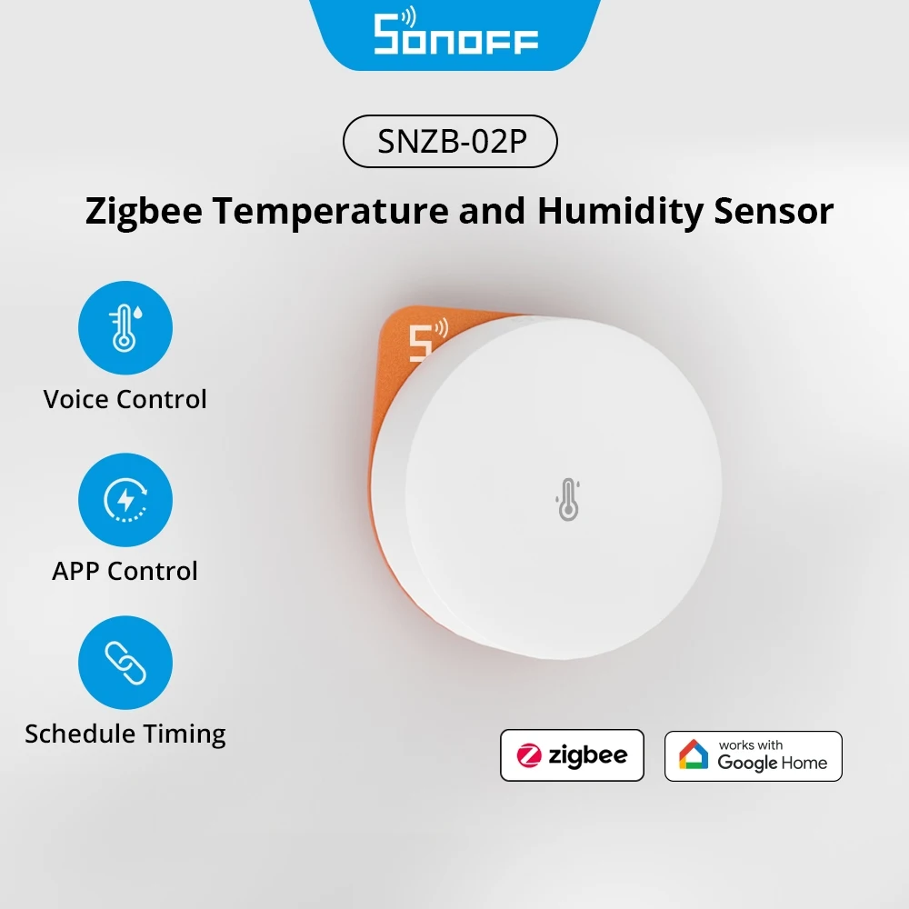SONOFF SNZB 02P eWeLink Smart Home Gadgets ZigBee Temperature Sensor Humidity Detector Thermometer Alexa Google Assistant Yandex temperature sensor