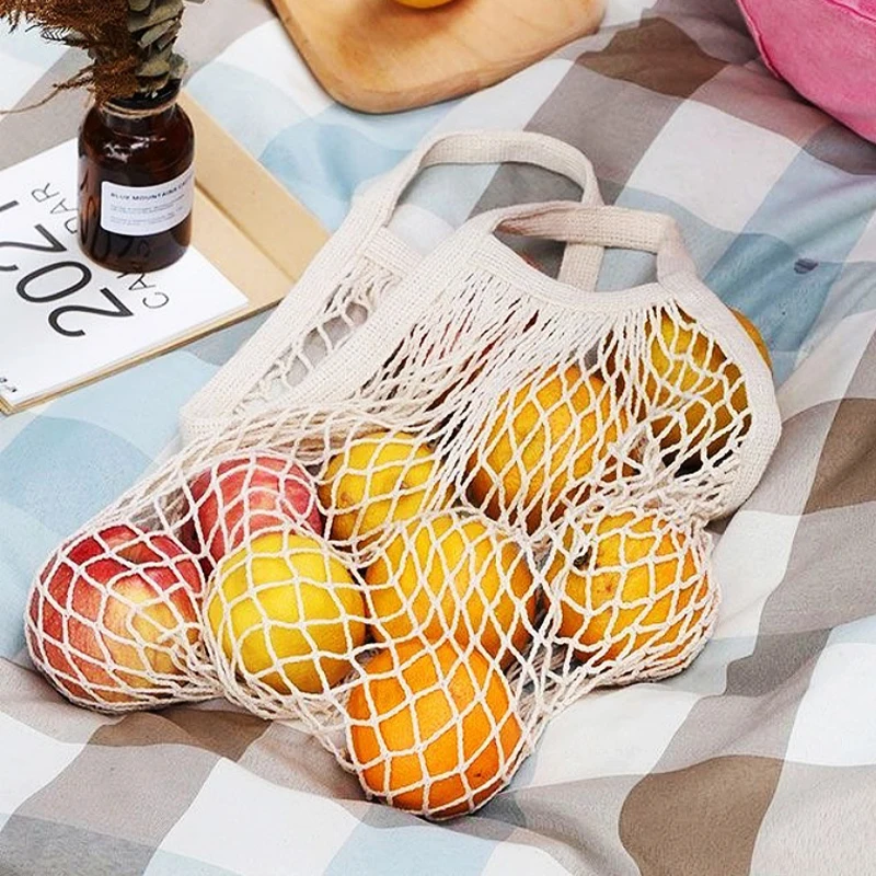 Eco-Friendly Cotton Mesh Reusable Grocery and Produce Tote Bag