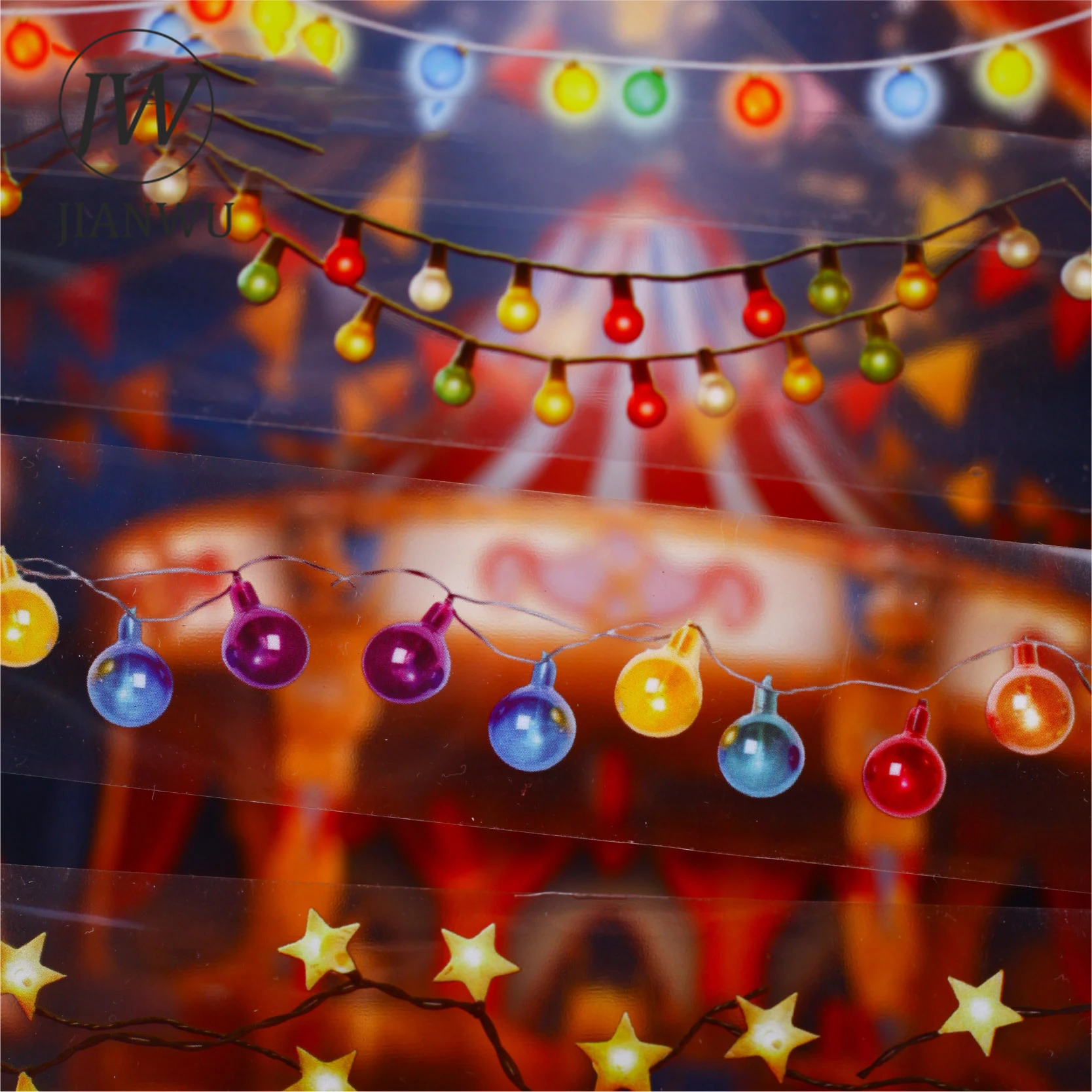 JIANWU 다채로운 스트링 라이트 시리즈 빈티지 스타 라이트 풍경 재료 콜라주 스크랩북 PET 테이프 크리에이티브 저널 문구