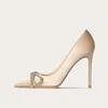 Spring/Summer New Pointed Shallow Mouth Silk Surface Water Diamond Bow Single Shoes Thin High Heels Banquet Dress Women's Shoes 5