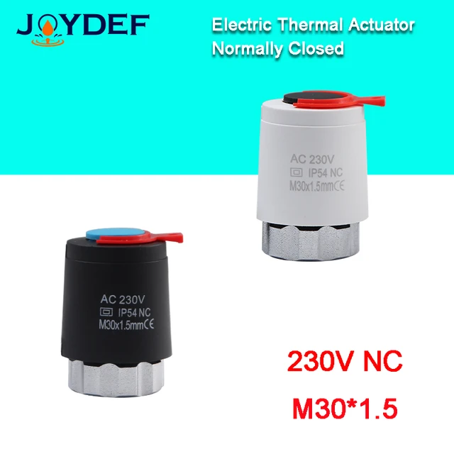 230V ปกติปิด NO NC M30 * 1.5 มม.ไฟฟ้าตัวกระตุ้นความร้อนสําหรับ Underfloor เครื่องทําความร้อน TRV วาล์วหม้อน้ํา Thermostatic 1