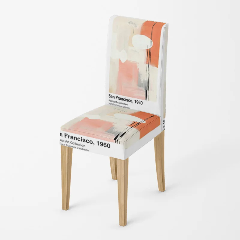 Abstract Geometric Botanical Illustration Chair Cover Morandi Color ins Style Living Room Non-Slip Chair Cover 2