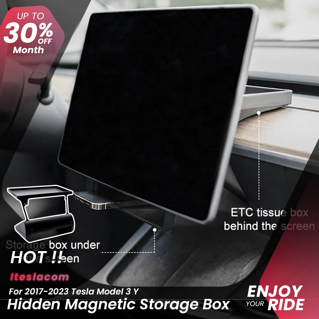 

Model 3 Y Navigation Screen Rear Storage Box For Tesla 2023 Magnetic Hidden Storage Box Tray Sundry Rack Tesla Model 3/Y 2022