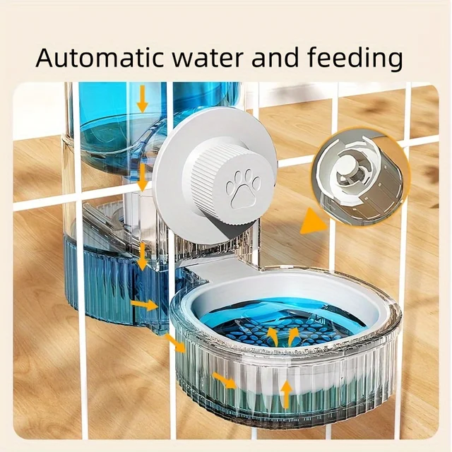 1pc/2pcs Hanging Automatic Pet Food Feeder/Water Dispenser, Gravity Cat Auto Feeder Waterer Set With Container Bowl For Cage 3