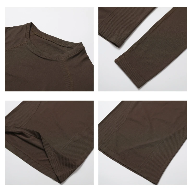 Hearuisavy Seamless Long Sleeve Yoga Clothes Women Casual T-shirt Quick-Dry Sportswear Breathable Gym Top Women Sports Shirts