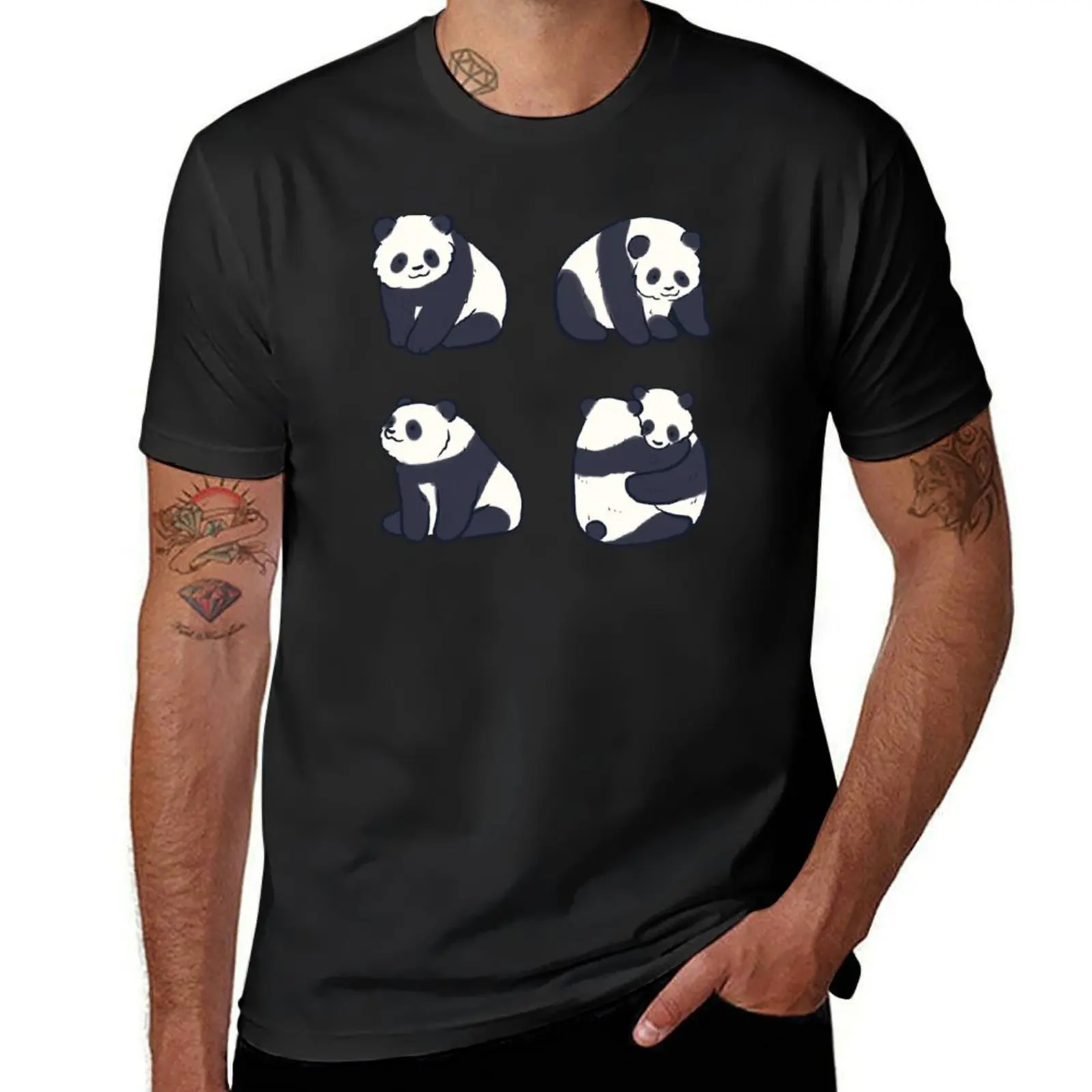 

Cute panda pack T-Shirt heavyweights tops Short sleeve tee men