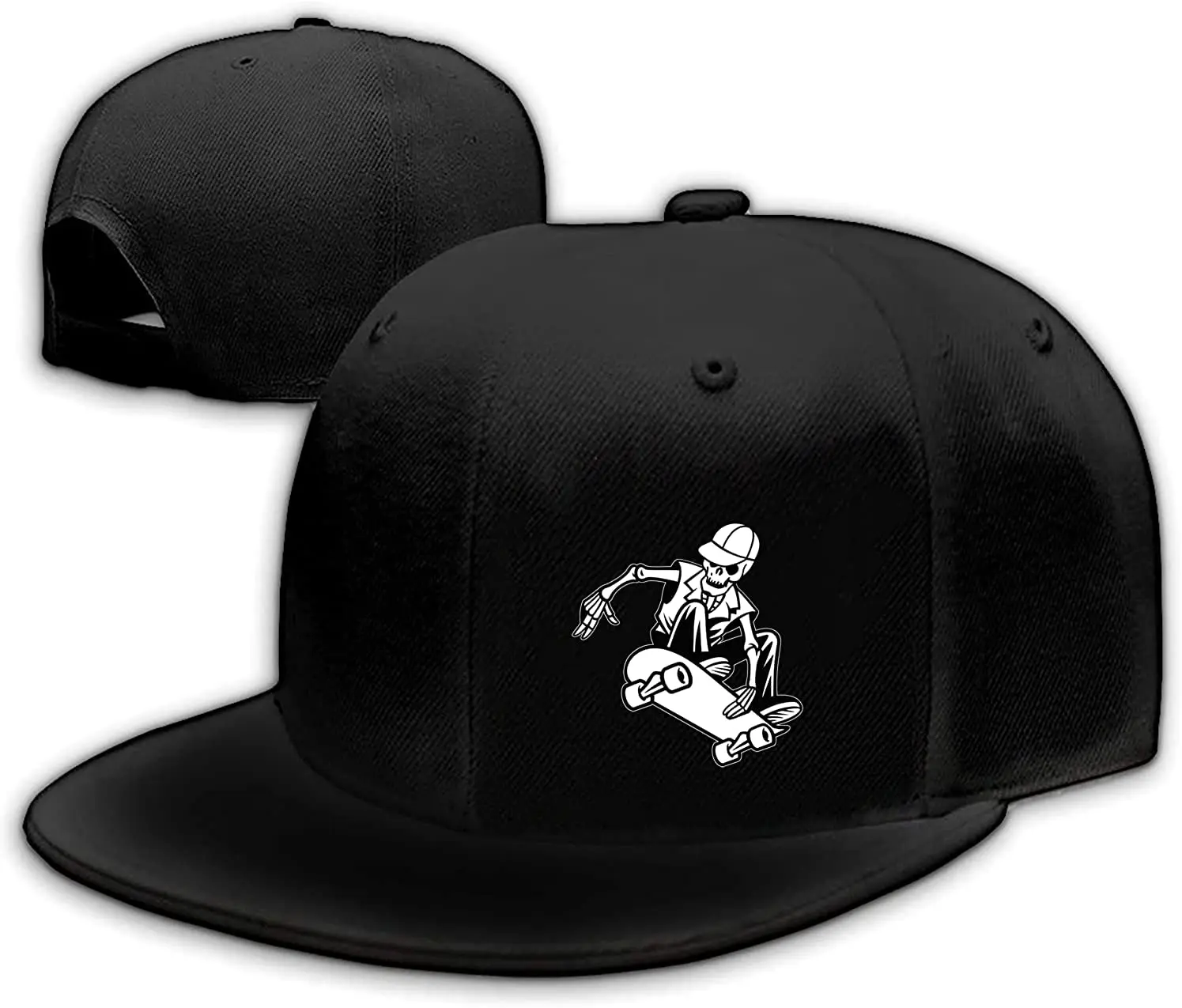 

Snap Hat for Men Skate Skull Hat Snapback Hats Flat Bill Baseball Cap Adjustable Skeleton Hand Black Four Seasons Casual