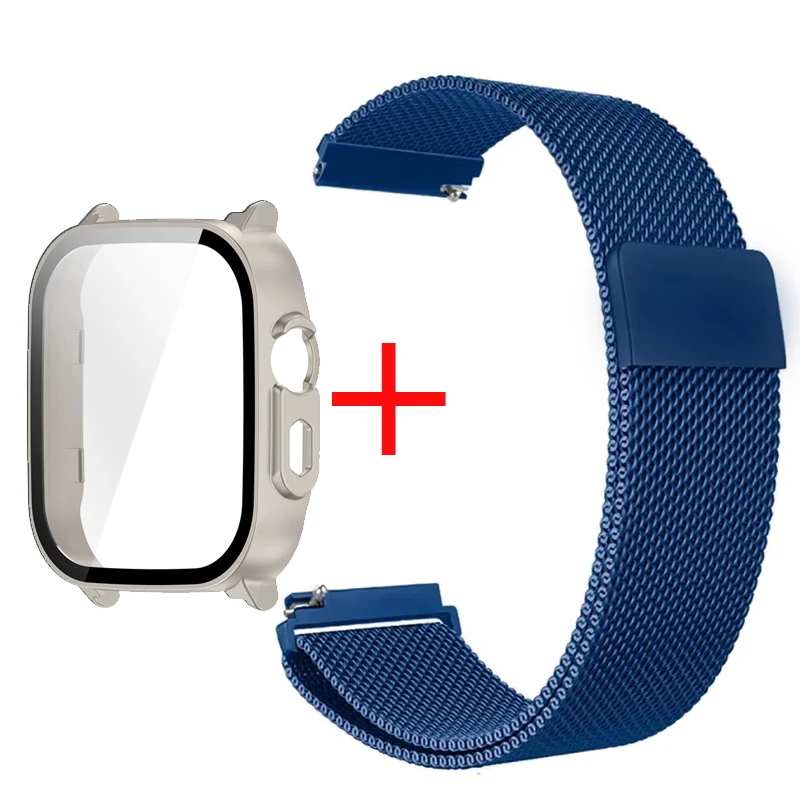 Premium PC Protector Case with Stainless Steel Milanese Loop Wristband and Screen Protect Cover
