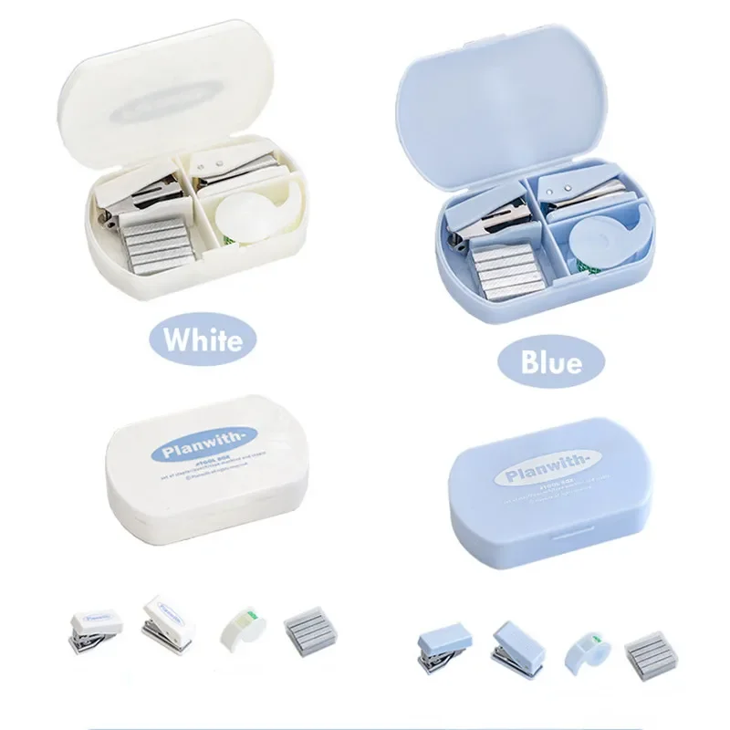 Binding Tool Mini Stapler Staple Punch Hole Tape Machine Set Ins Korean Multifunction Scrapbook Tool Box Student Supplies 3pcs push stapler,mini stapler set