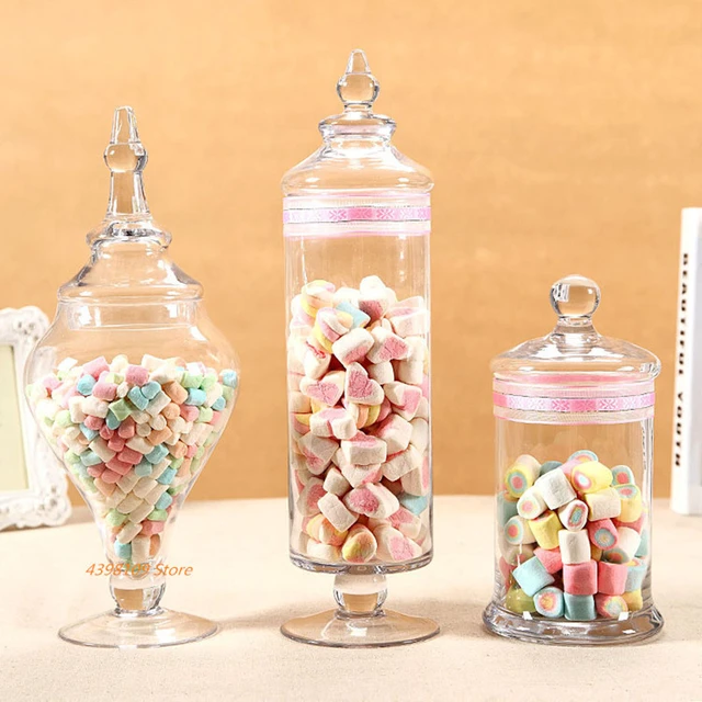 Transparent glass candy jar European lead-free glass storage tank food  storage jar wedding dessert decoration