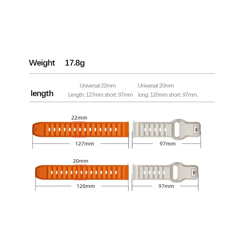 Premium Silicone Sport Watch Strap - 22mm Replacement Band