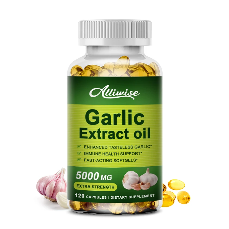 Alliwise Organic Garlic Capsules 5000Mg for Lowering Cholesterol Boosts