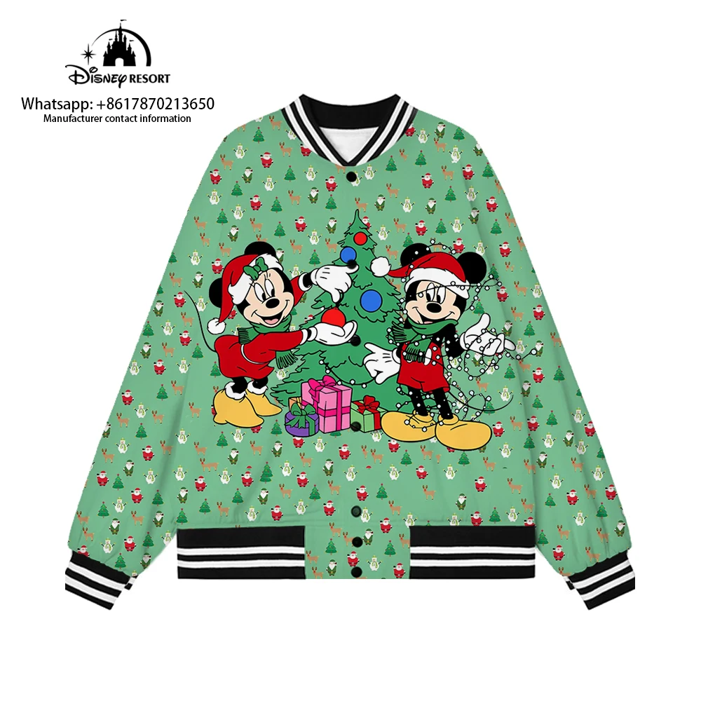 2022 Autumn New Christmas Disney Brand Mickey Minnie Anime Men Ladies Hip Hop Harajuku Streetwear Kids Preppy Baseball Uniforms